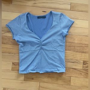 Brandy Melville Blue Flower Shirt, One Size (Fits XS/S)